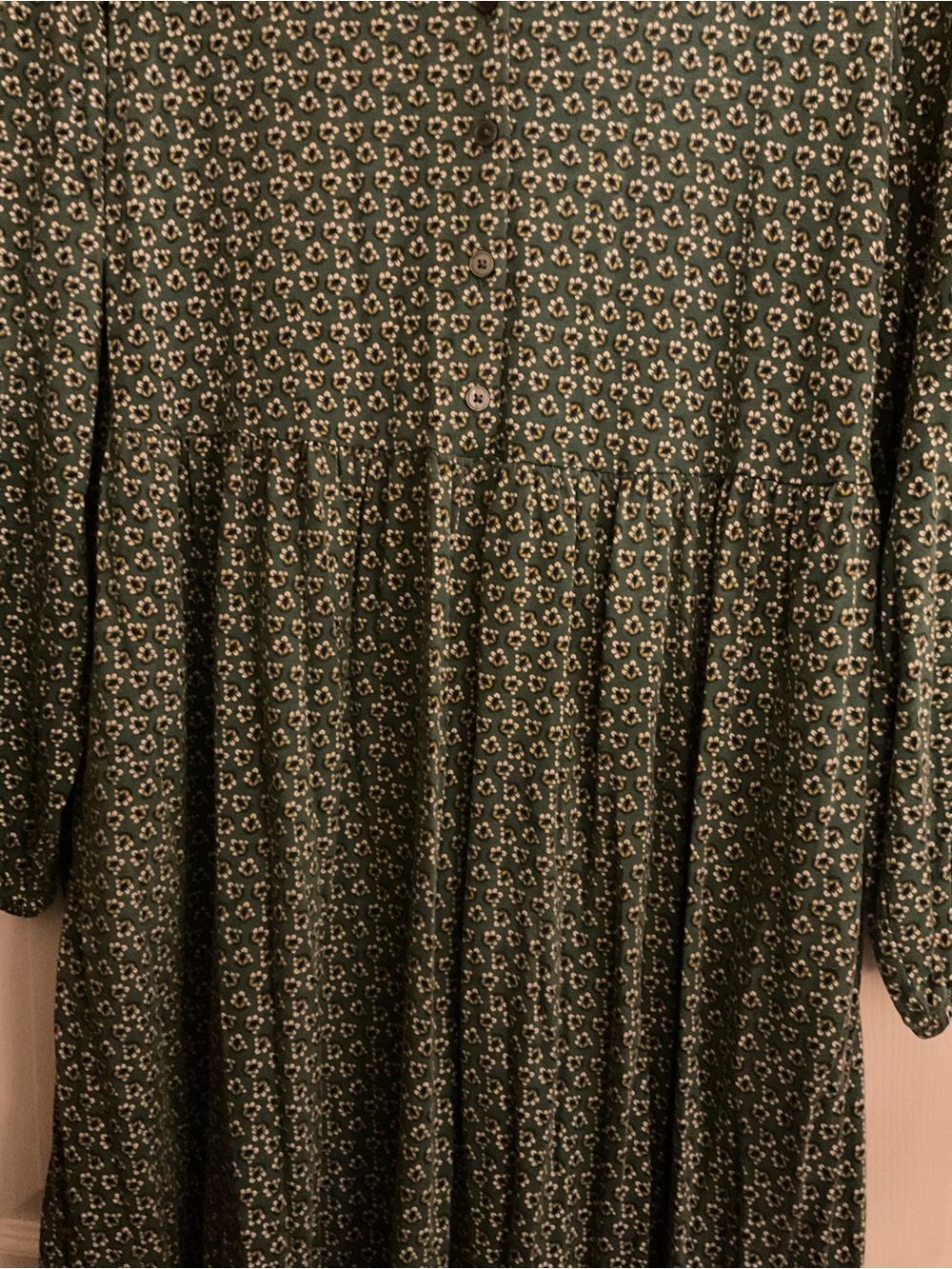 Boden Hunter Green Floral Long Sleeve Tiered Midi Dress US 14R / UK 18R - Picture 6 of 11